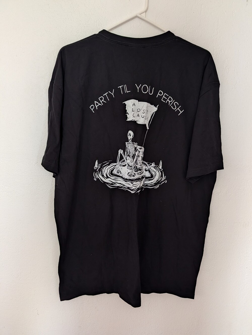A Lost Cause Party Til You Perish Skeleton Design T Shirt Size XL Pre Owned
